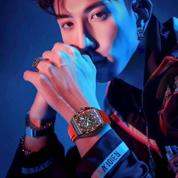 ⚡Red Watches for Men Waterproof Analog Quartz Chronograph Business Casual Dress - Picture 9 of 9